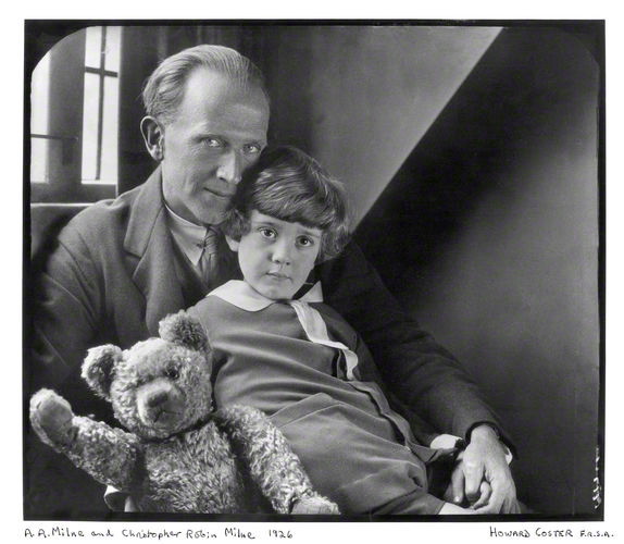 NPG x19574; Alan Alexander ('A.A.') Milne; Christopher Robin Milne and Pooh Bear by Howard Coster